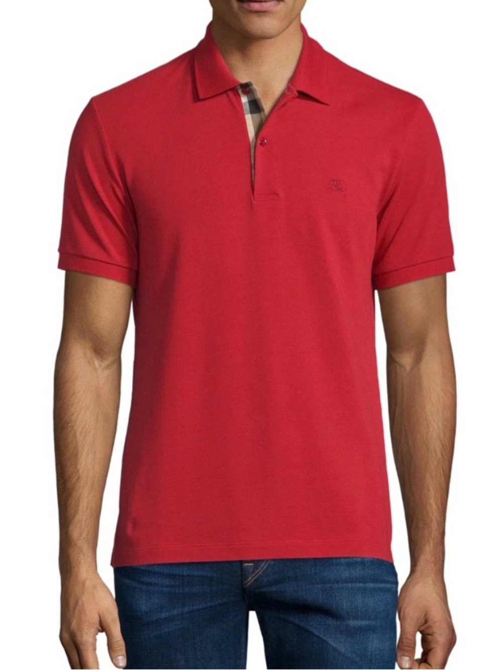 Burberry Oxford Plaid Check Logo Embroidered Polo XL